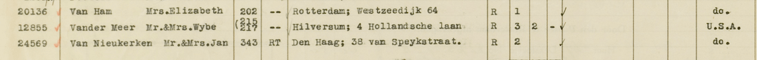 Passagierslijst SS Volendam