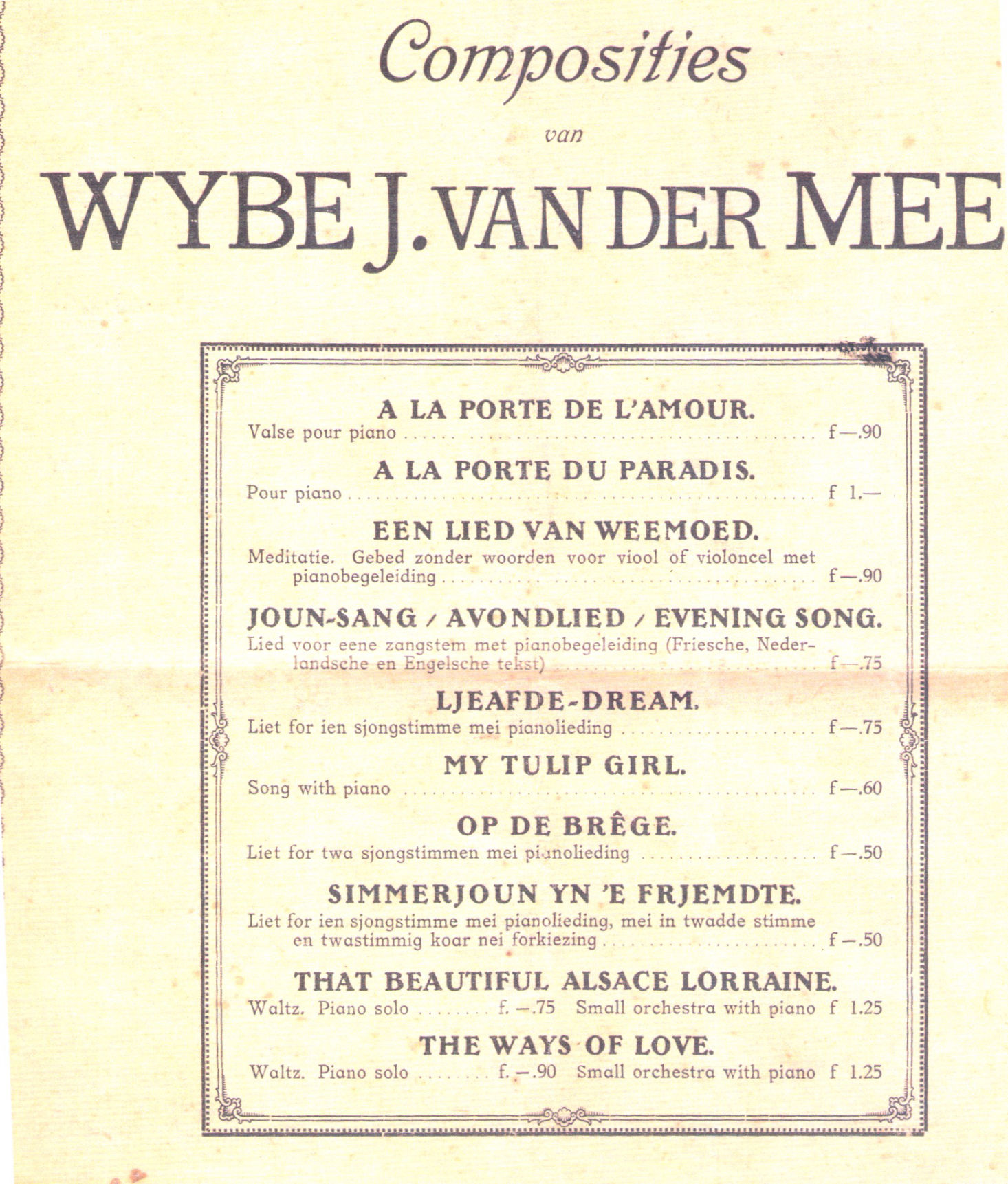 Wybe van der Meer en zijn muziek